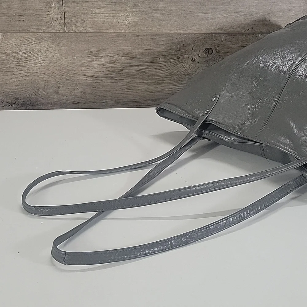 Latico NJ for Anthropologie Classic Grey Leather Tote Bag - Sleek Everyday Carry